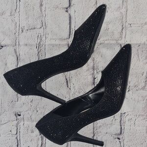Jessica Simpson Heels Womens 7 M Lindiza Stiletto Pumps Rhinestone Black